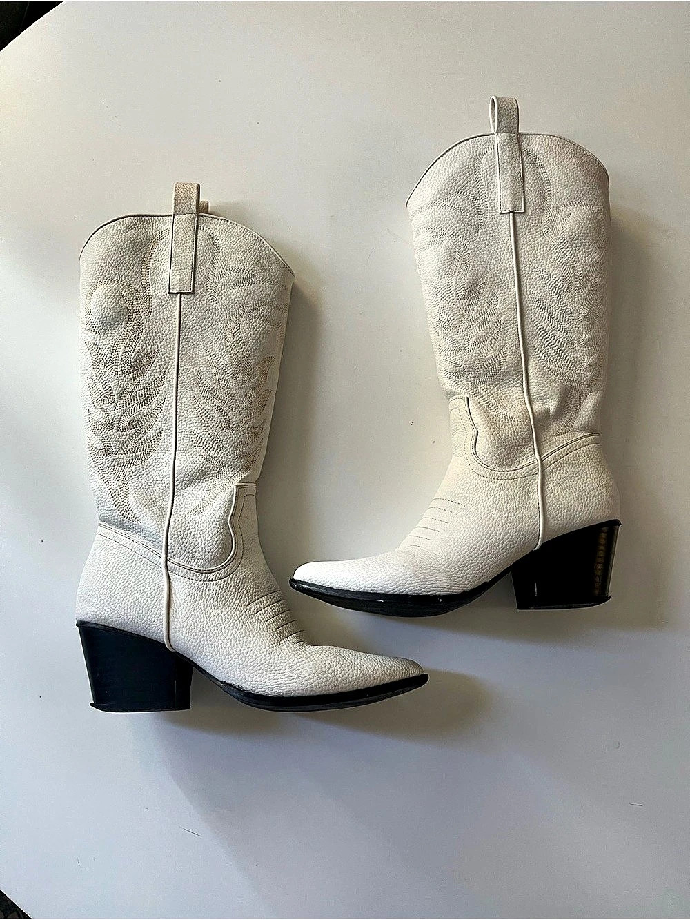Rafael White Heeled Western Boots